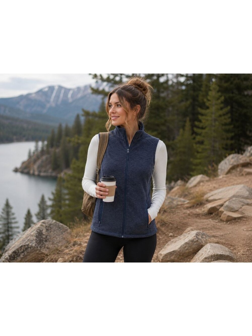 Stormtech Avalanche Fleece Vest Women's Medium Navy Heather Full Zip NWT